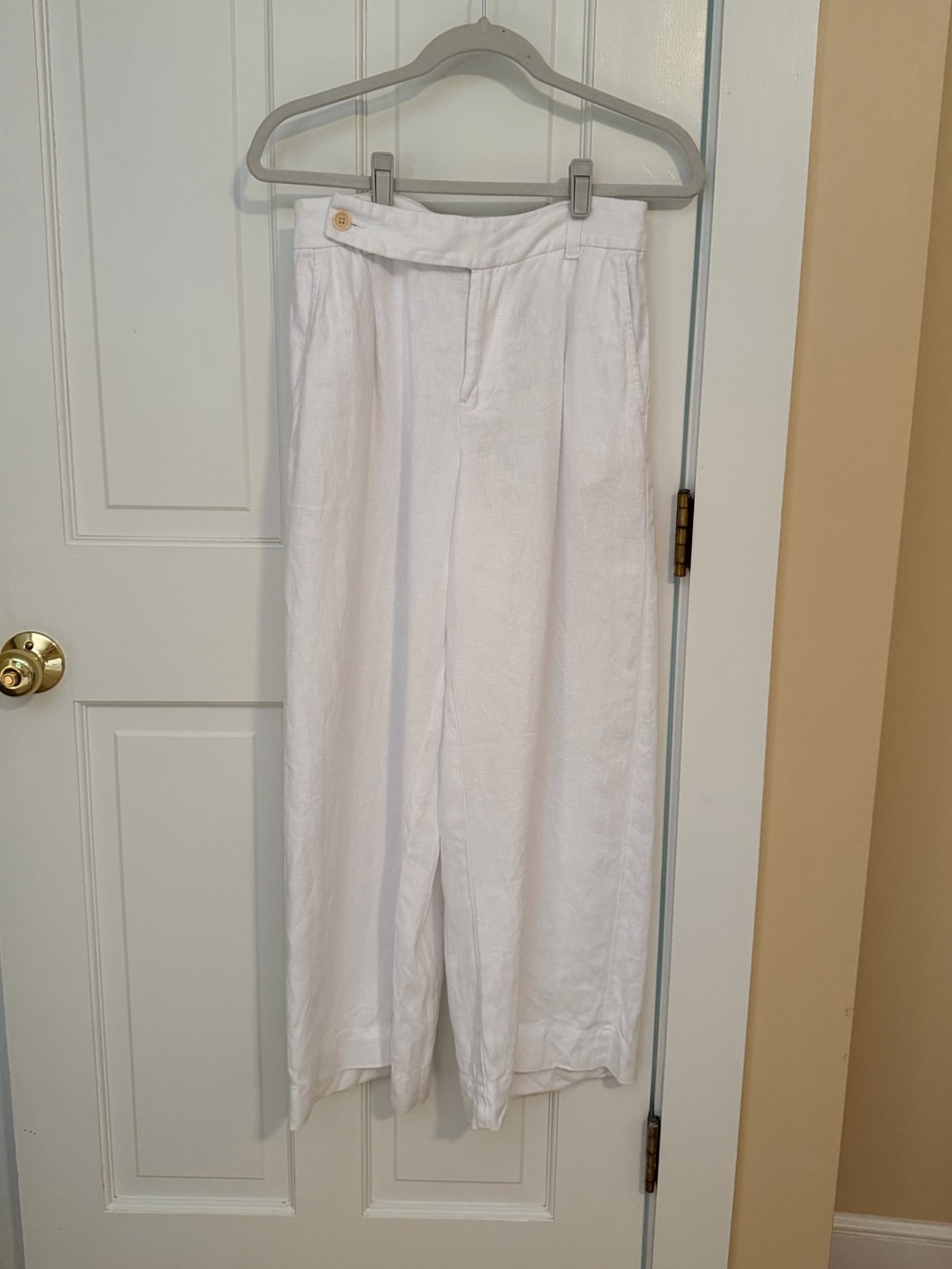 Madewell White Linen Wide-Leg Pants